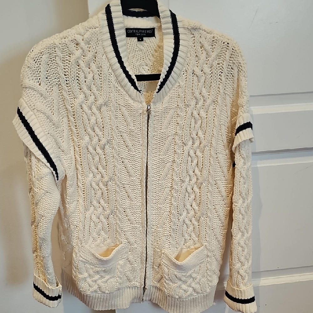 Central Park West Cream Cable Knit Jacket